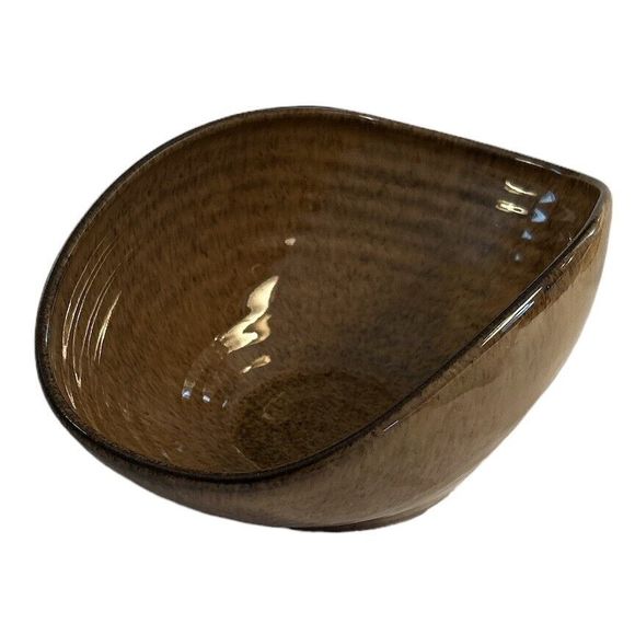 Vintage Potts Pottery Brown Glazed Curved Bowl - Signed J.P. Potts from N.C. - Picture 3 of 8